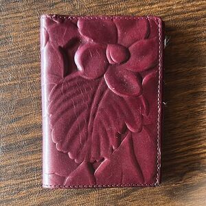 Patricia Nash Burgundy Floral Embossed Wallet